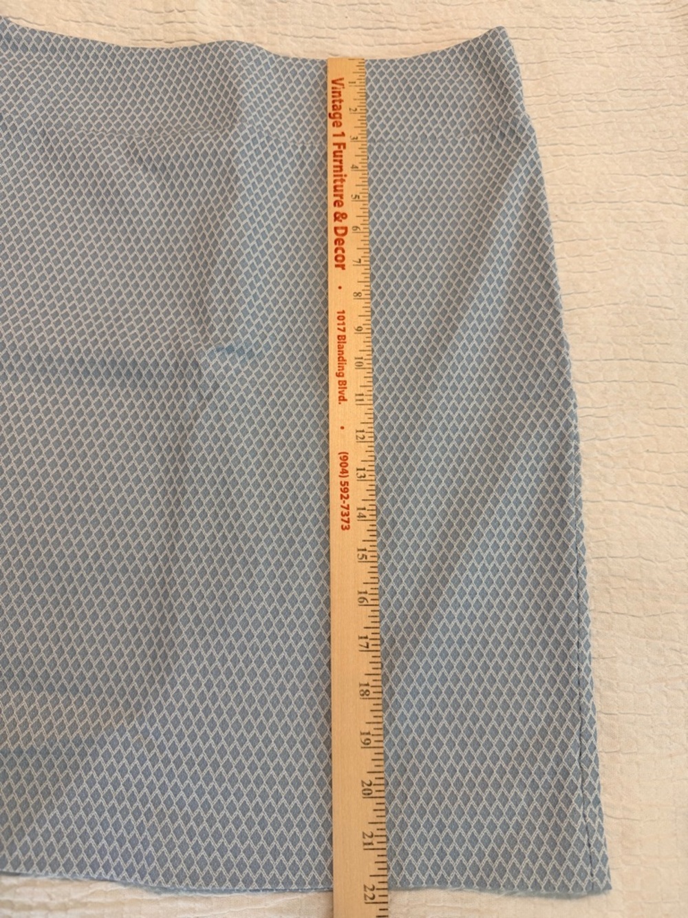 Margaret M Light Blue Diamond-Textured Pencil Skirt - Picture 6 of 7